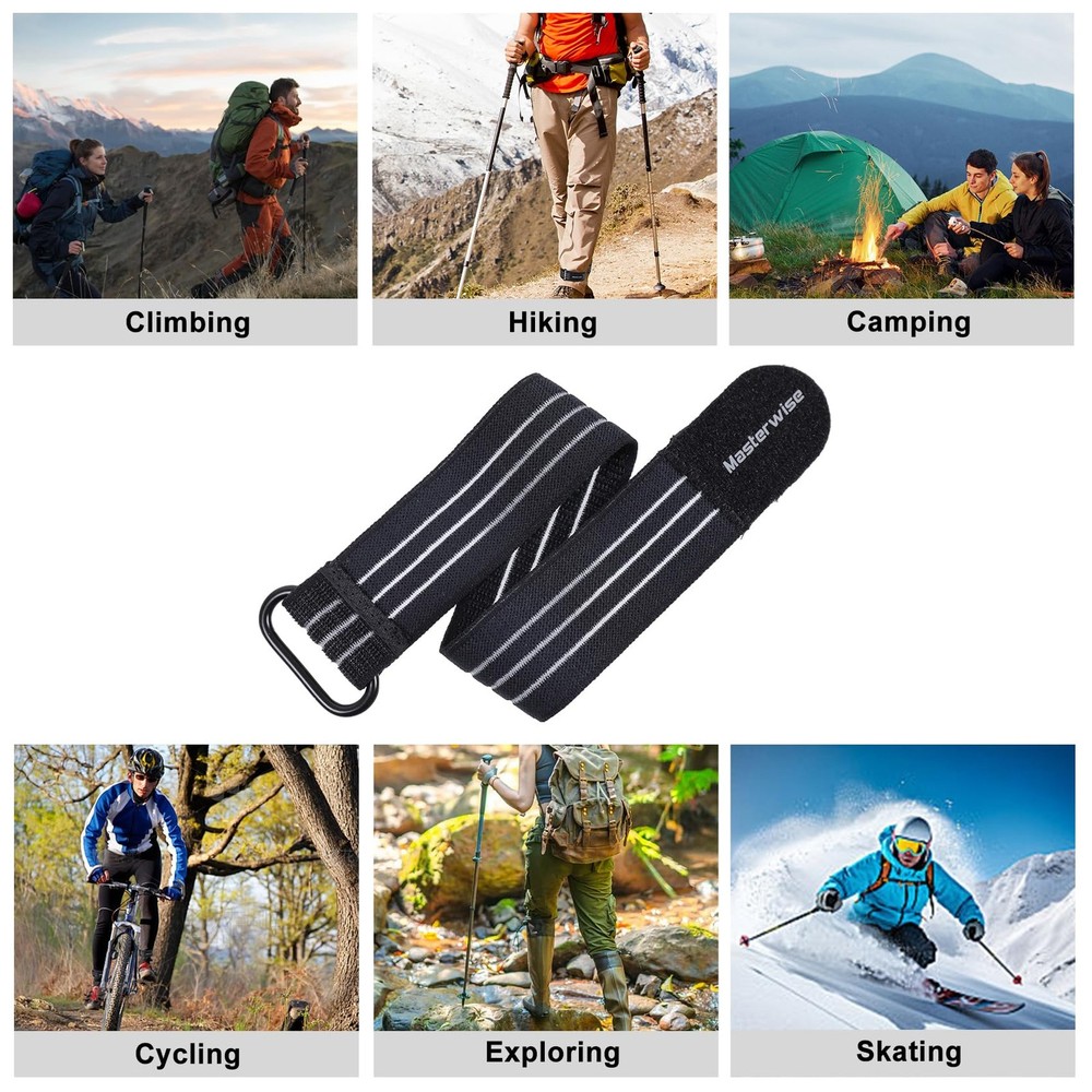 Masterwise 2PCS Adjustable Elastic Ankle Straps, Boot Straps for 2 PCS, Black