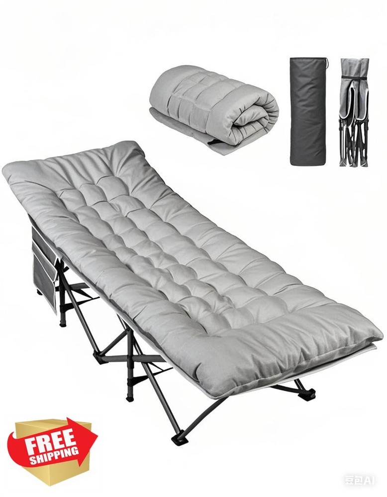 WLIVE Camping Cot with Mattress Double Layer Oxford Foldable Adults Bed