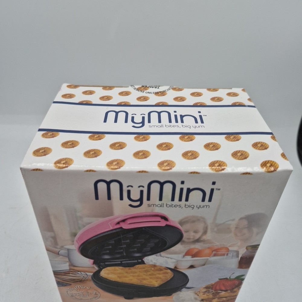 Compact Waffle Maker Heart Shaped MyMini Nostalgia Small Space Non Stick Surface