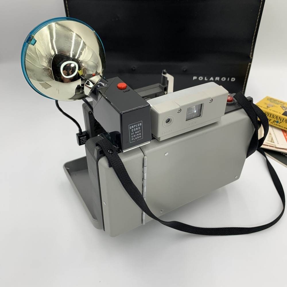 VTG Polaroid Automatic Land Camera 103 Leather Case Flash Attachment Cold Clip