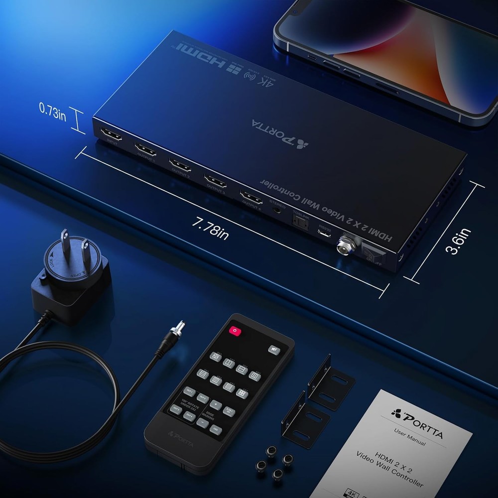 PORTTA HDMl Video Wall Controller Video Wall Processor with 11 Splicing Modes