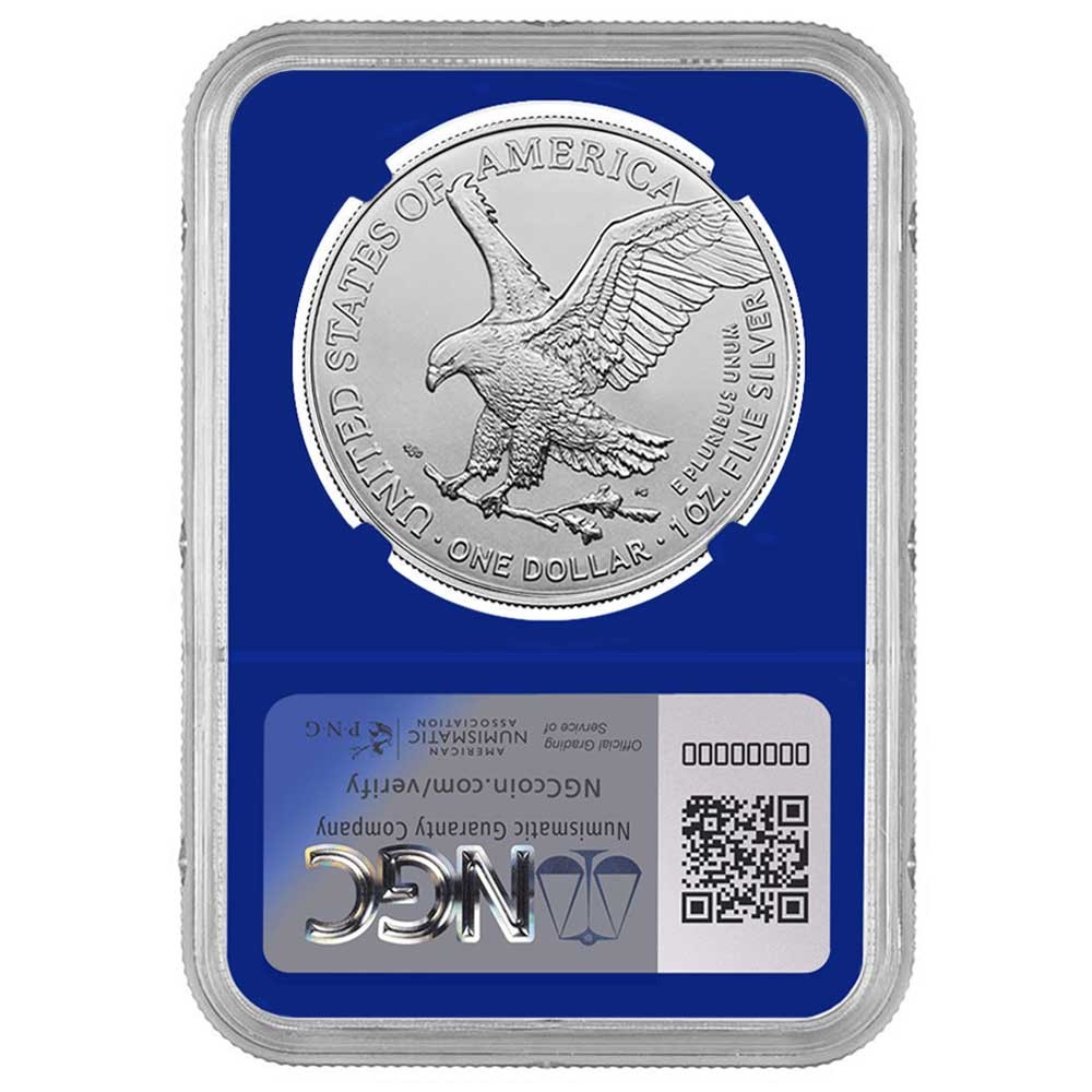 2026 $1 American Silver Eagle NGC MS70 ER Blue Label Blue Core