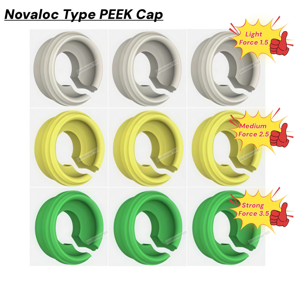 PEEK Cap Retention Insert Caps Novaloc Type Matrix Titanium Housing Caps
