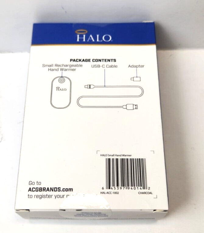 Halo Rechargeable Hand Warmer Portable Device Navy