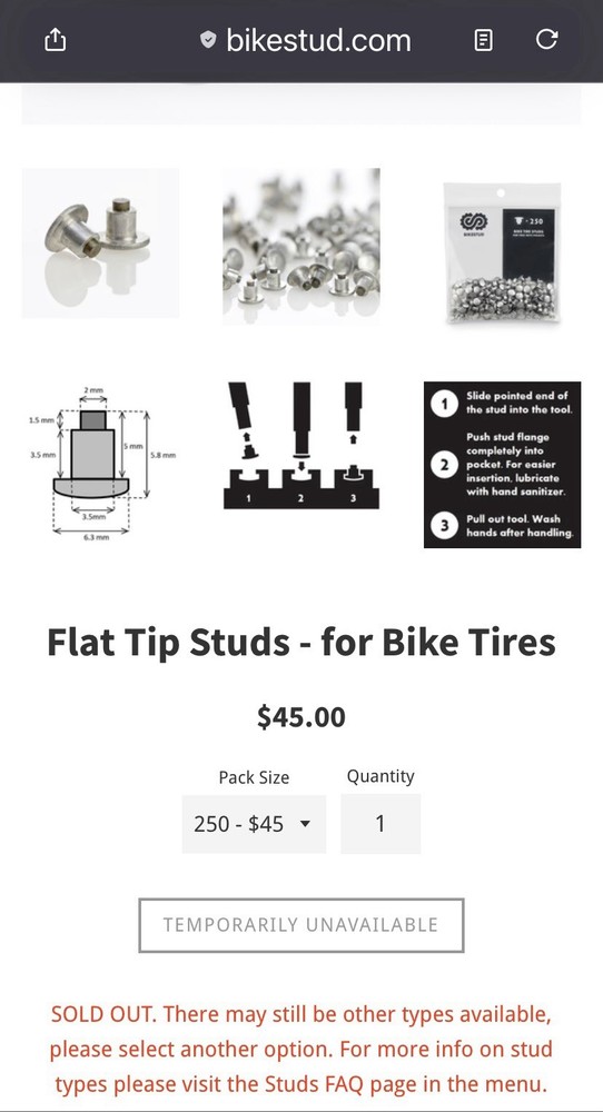 BIKESTUD Flat Tip Stud Kit