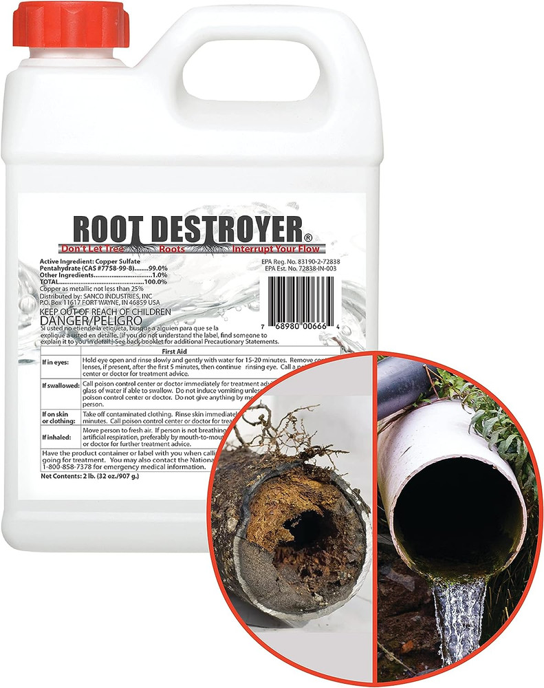Root Destroyer – 2Lbs- Root Killer for Sewer & Pipe Lines- Stops New Growth – Sa