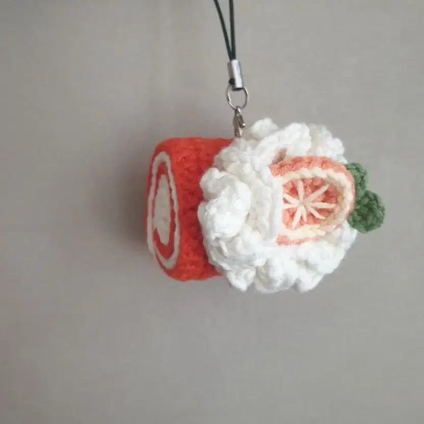 Handmade Crochet Roll Cake Keyring
