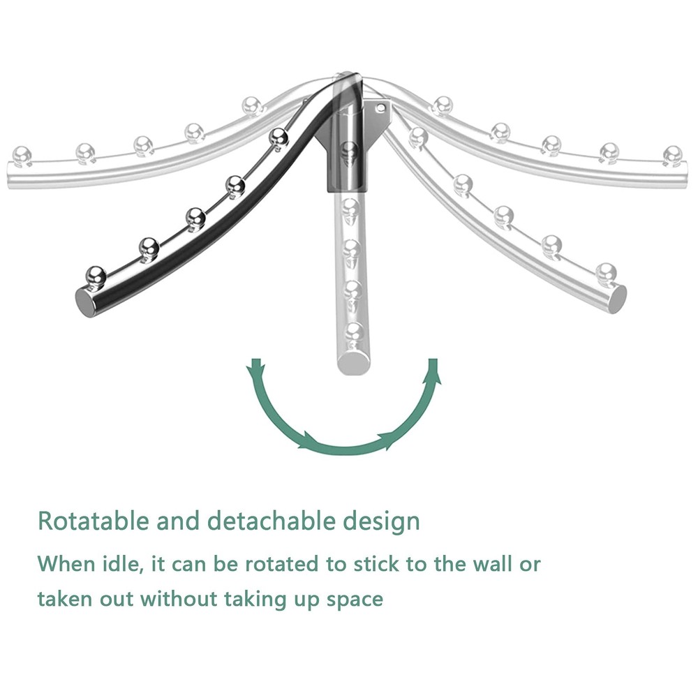 Wall Mounted Folding Garment Hooks, Foldable Wall Mount Clothes Drying Rack, ...