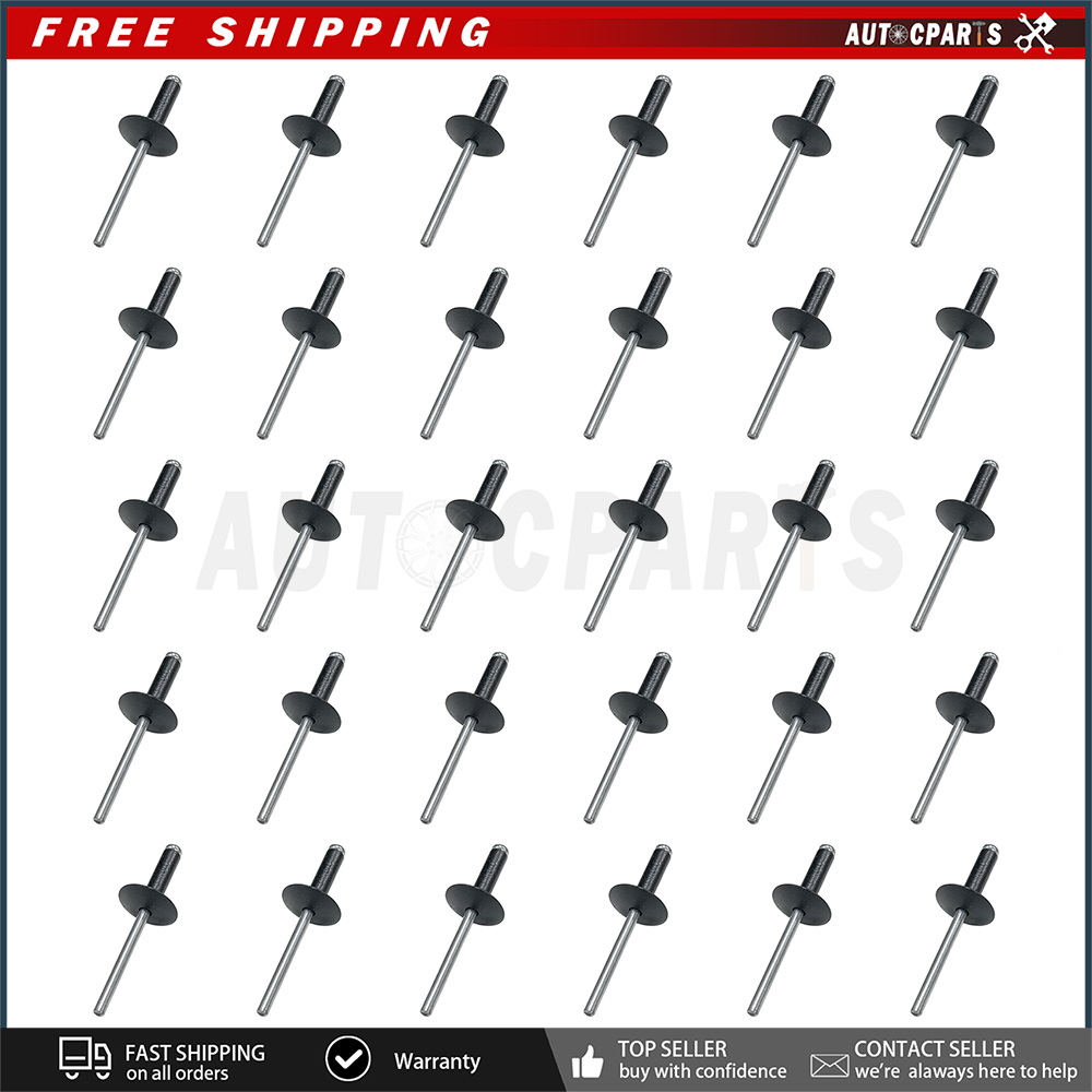 30 For GM 11516807 Made In Black Aluminum & General Purpose Split Type Rivets