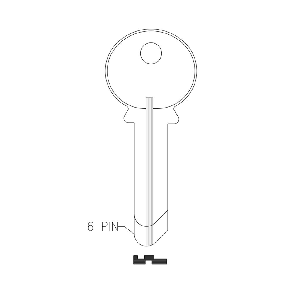 1019A 6-Pin Key Blank – Nickel