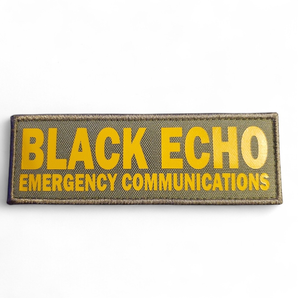 1'x6" Black Echo HAM COMMS OPERATOR Patch Green Yellow Tactical Hook Backed