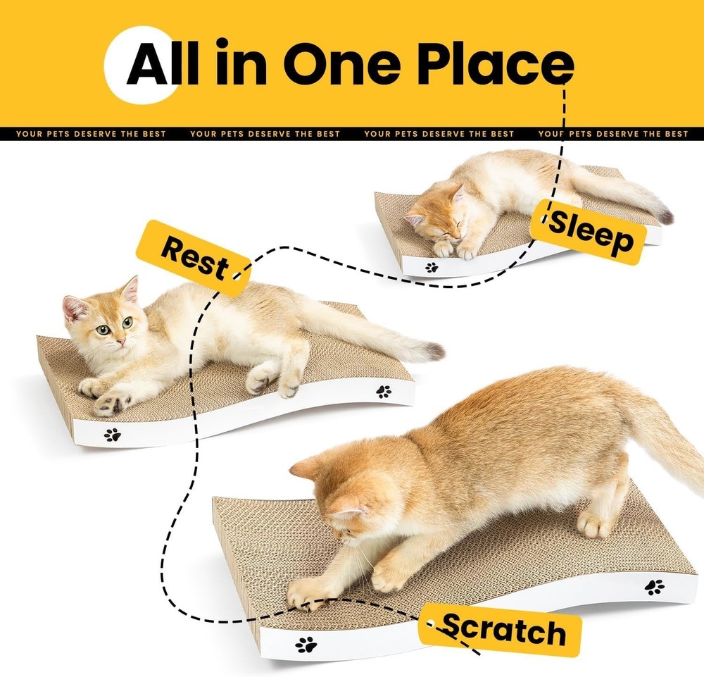 Unique Medium Cat Scratcher - Durable Cardboard with Eco-Friendly Certification