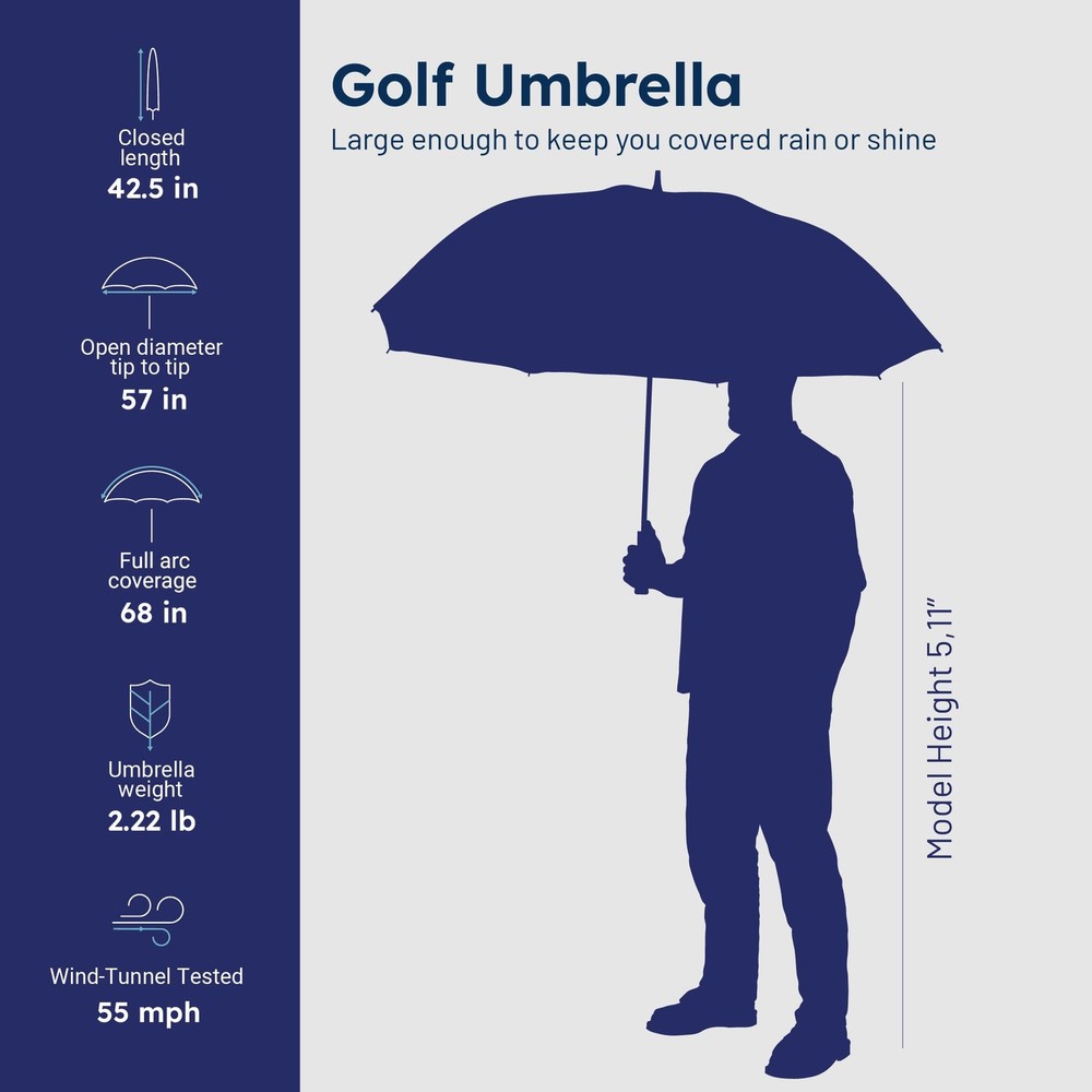 Umbrella - Golf Lite Umbrella Extra Large Big Oversize Windproof for Golf Bag...