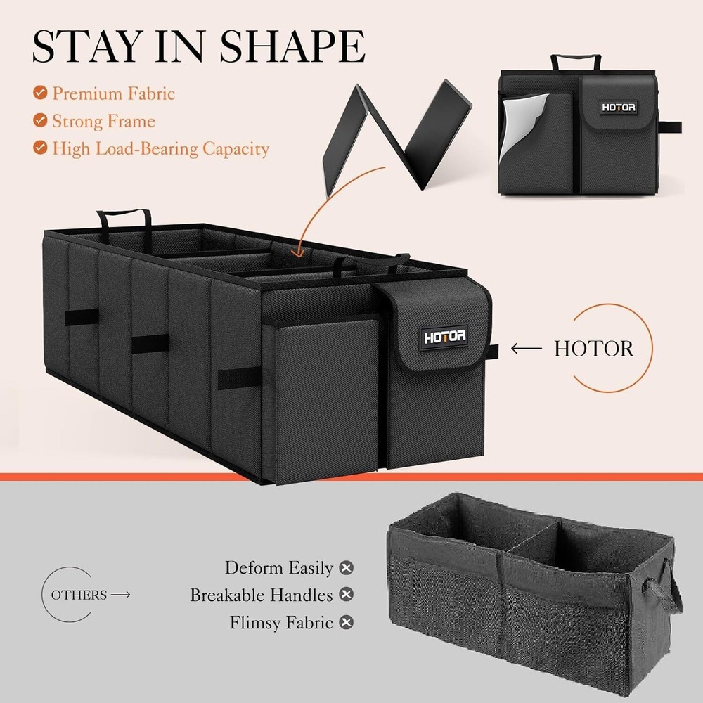 Durable SUV Trunk Organizer with 3 Compartments - Portable & Adjustable