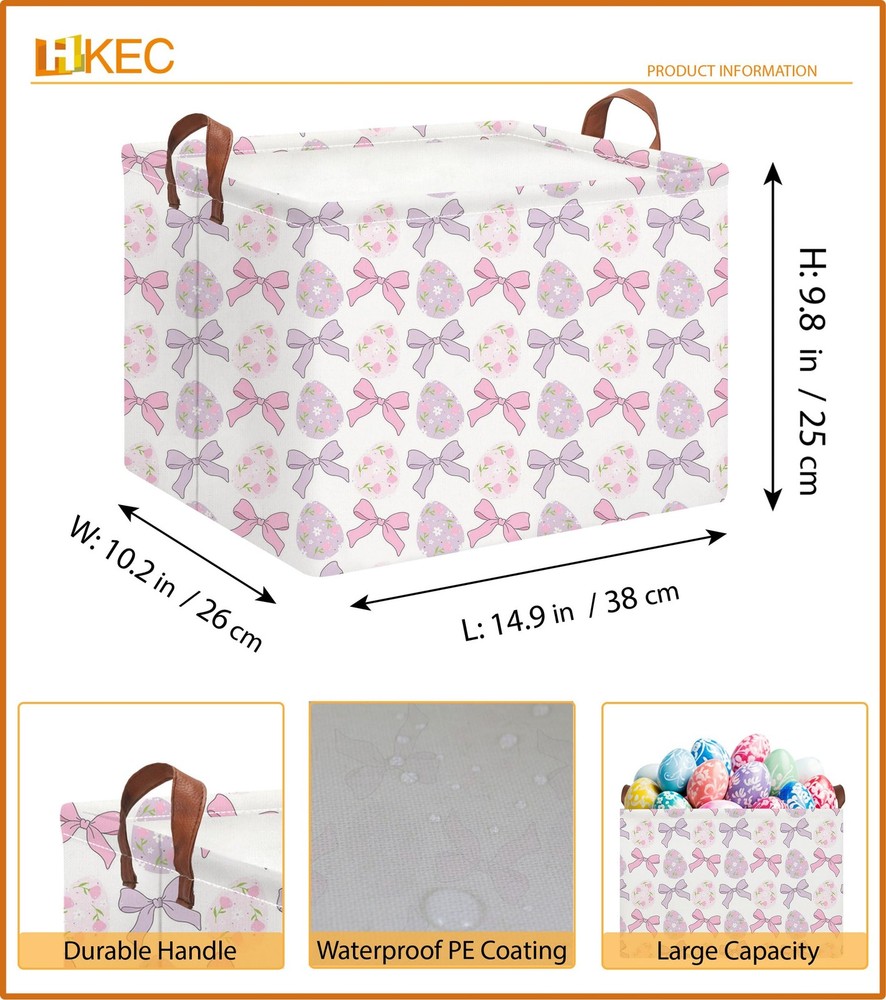 HKEC Rectangle Easter Basket Empty,Easter Gift Bakset,Easter Basket for Egg H...