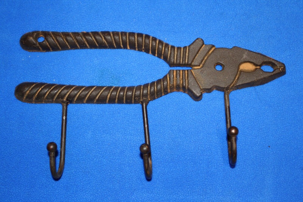 (3) Motorcycle Gift for Dad Cast Iron Wall Hooks Set, Rustic Tools ~ High Rider