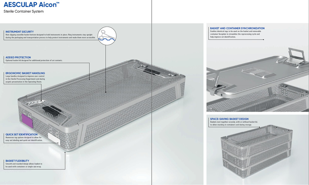 AESCULAP Aicon JJ111 Sterilization Container w/ Enhanced Drying System EDS