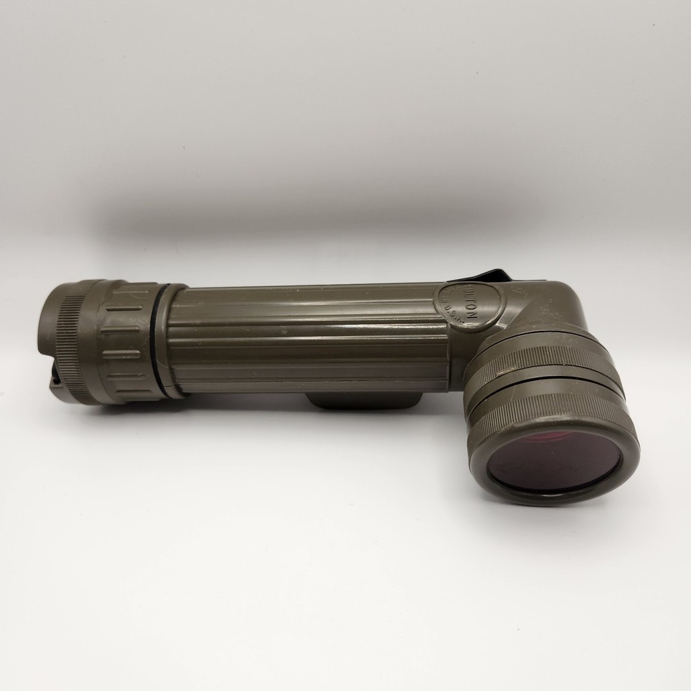 US Army Fulton MX-991U Angle Head Handheld Flashlight Removable Red Filter Works