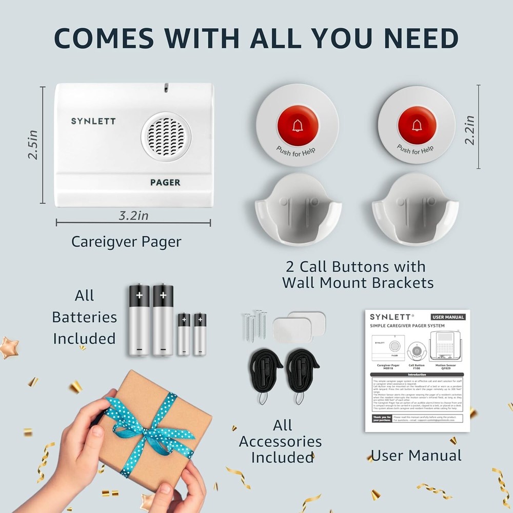 Elderly Call Button with 500ft Range - Wireless Pager Alert System & Receiver