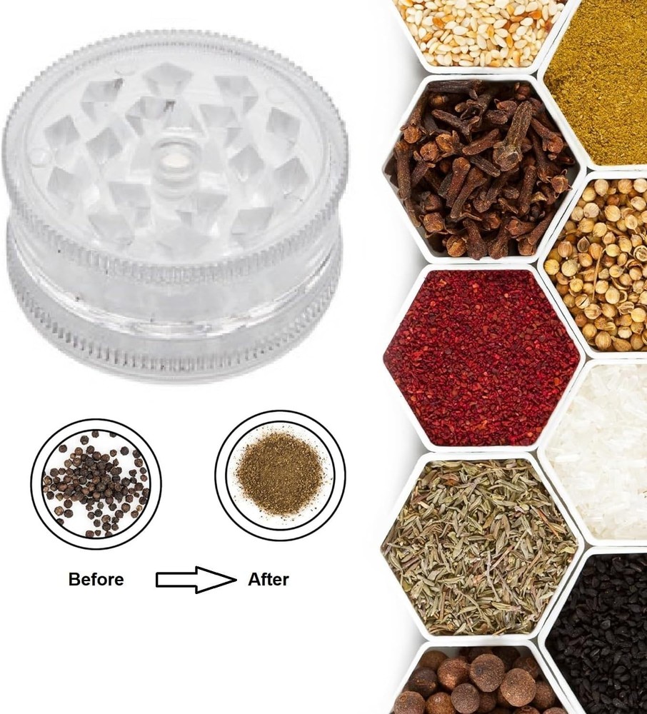 Compact Herb Grinder Set with Sharp Teeth & Magnetic Lids - Modern Kitchen Tool