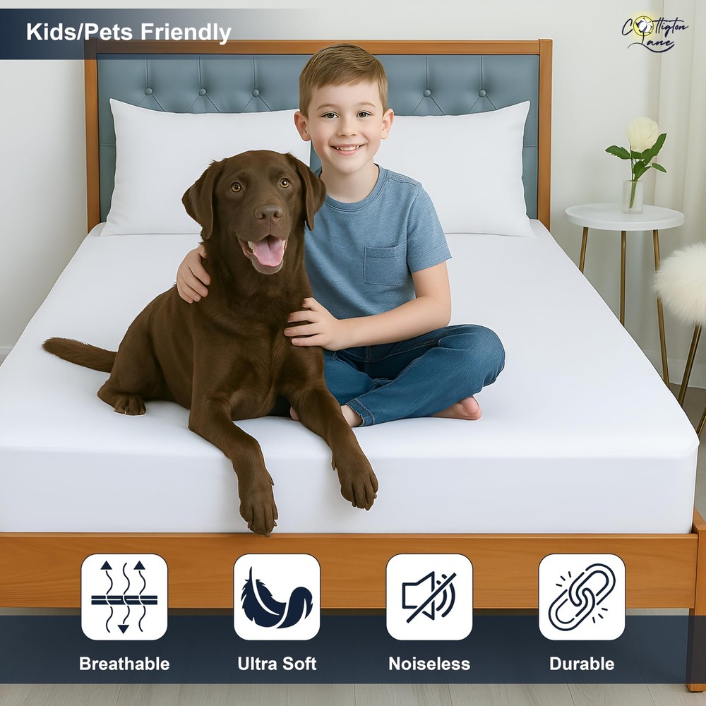 Queen 100% Waterproof Mattress Protector, Machine Washable Premium Terry Cott...
