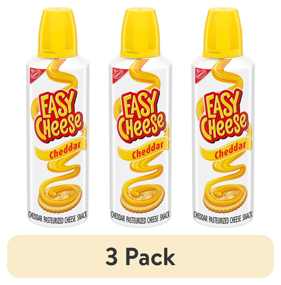 (3 pack) EASY CHEESE Cheddar Cheese Snack, 8 oz