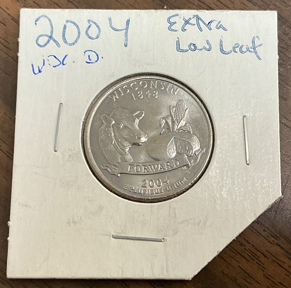 2004-D Washington Quarter - Wisconsin - Low Leaf error - BU.