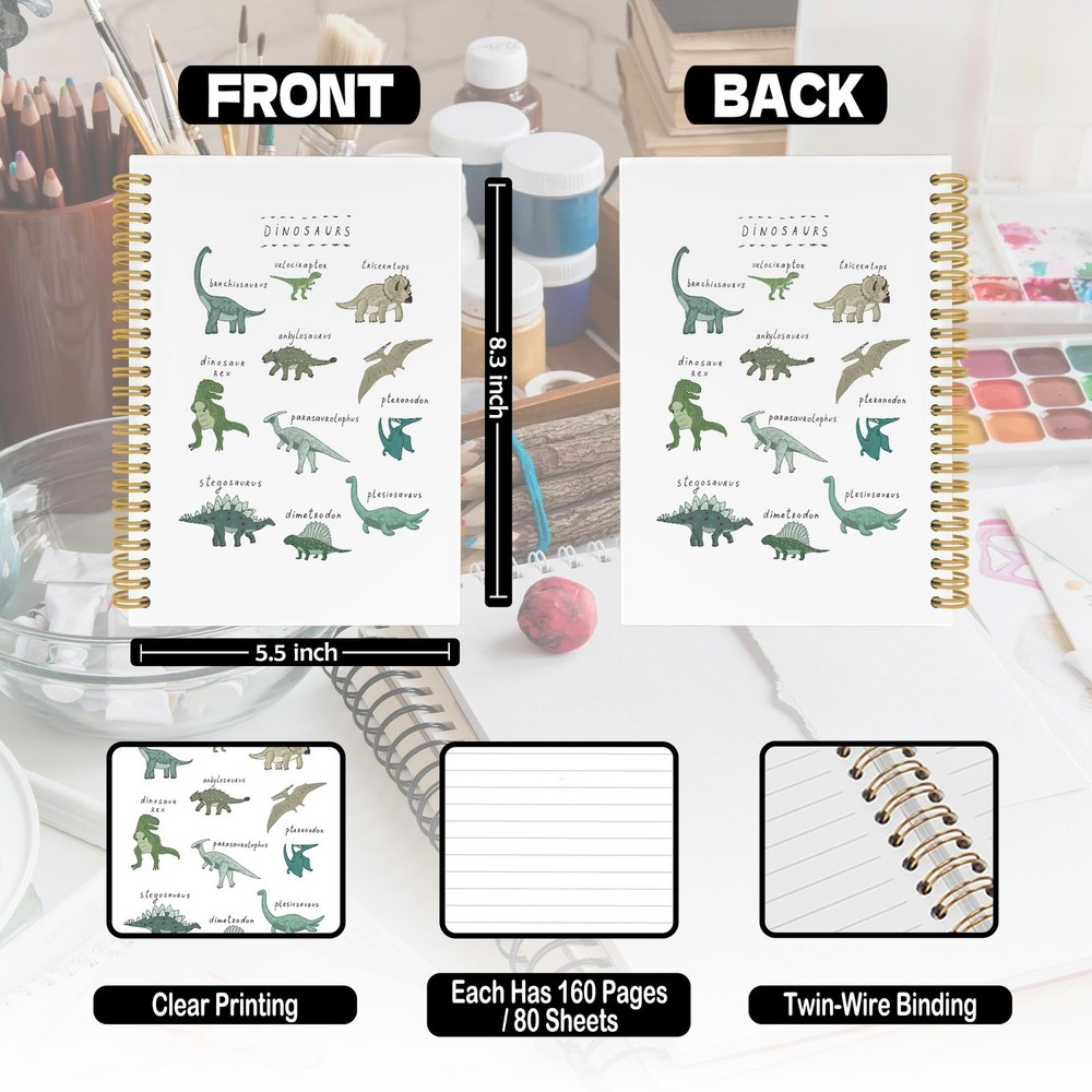 XPH Dinosaurs Species Spiral Notebook, Cute Learning Journaling Notebooks...