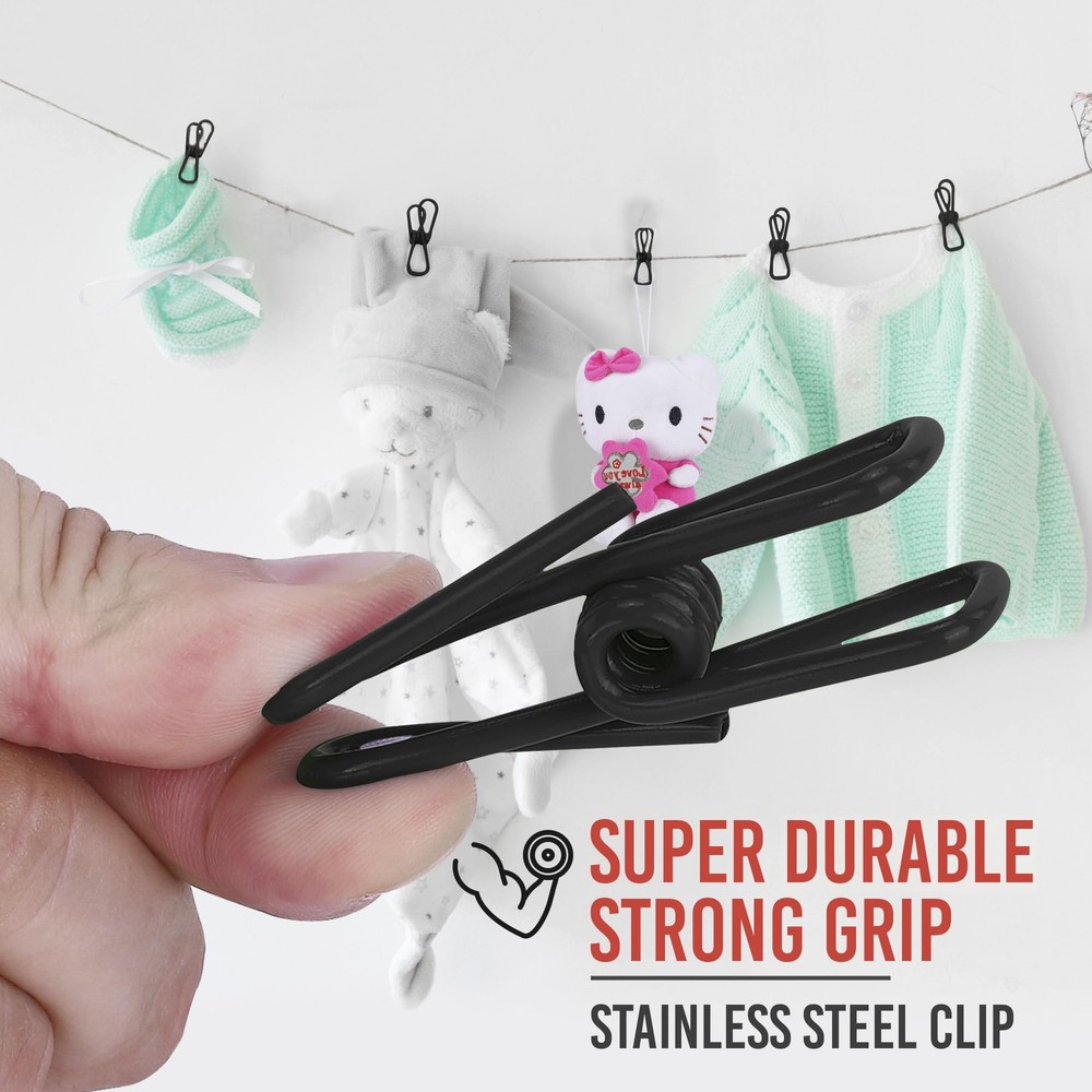 30-Pack 2in Black PVC-Coated Chip Bag Clips - Kitchen Laundry Clips