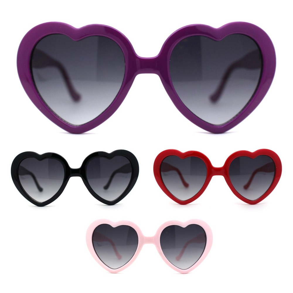 Iconic Large Bubble Heart Shape Cute Plastic Sunglasses