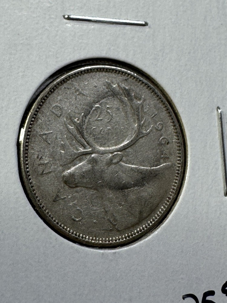 1964 Canada 25 Cents Silver Coin