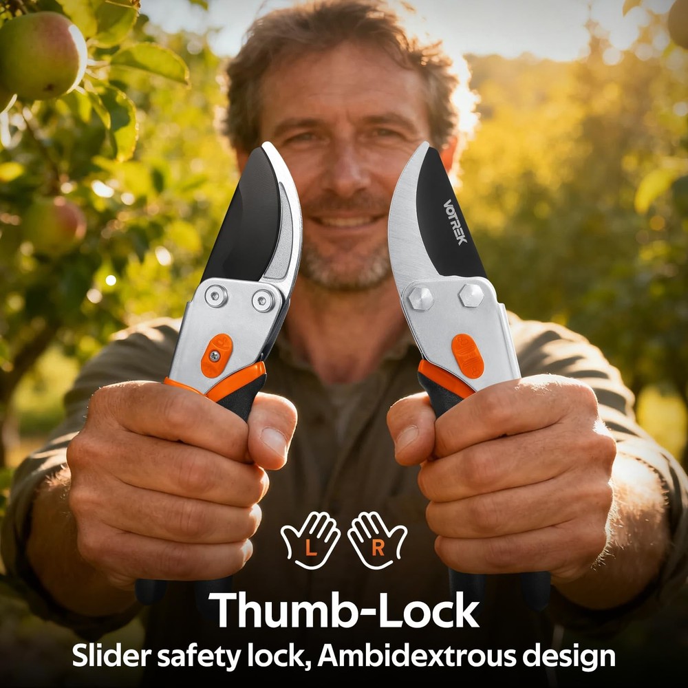 ® Pruning Shears, 8.5” Professional Garden Pruner with Jam-Proof Spring & Eve...