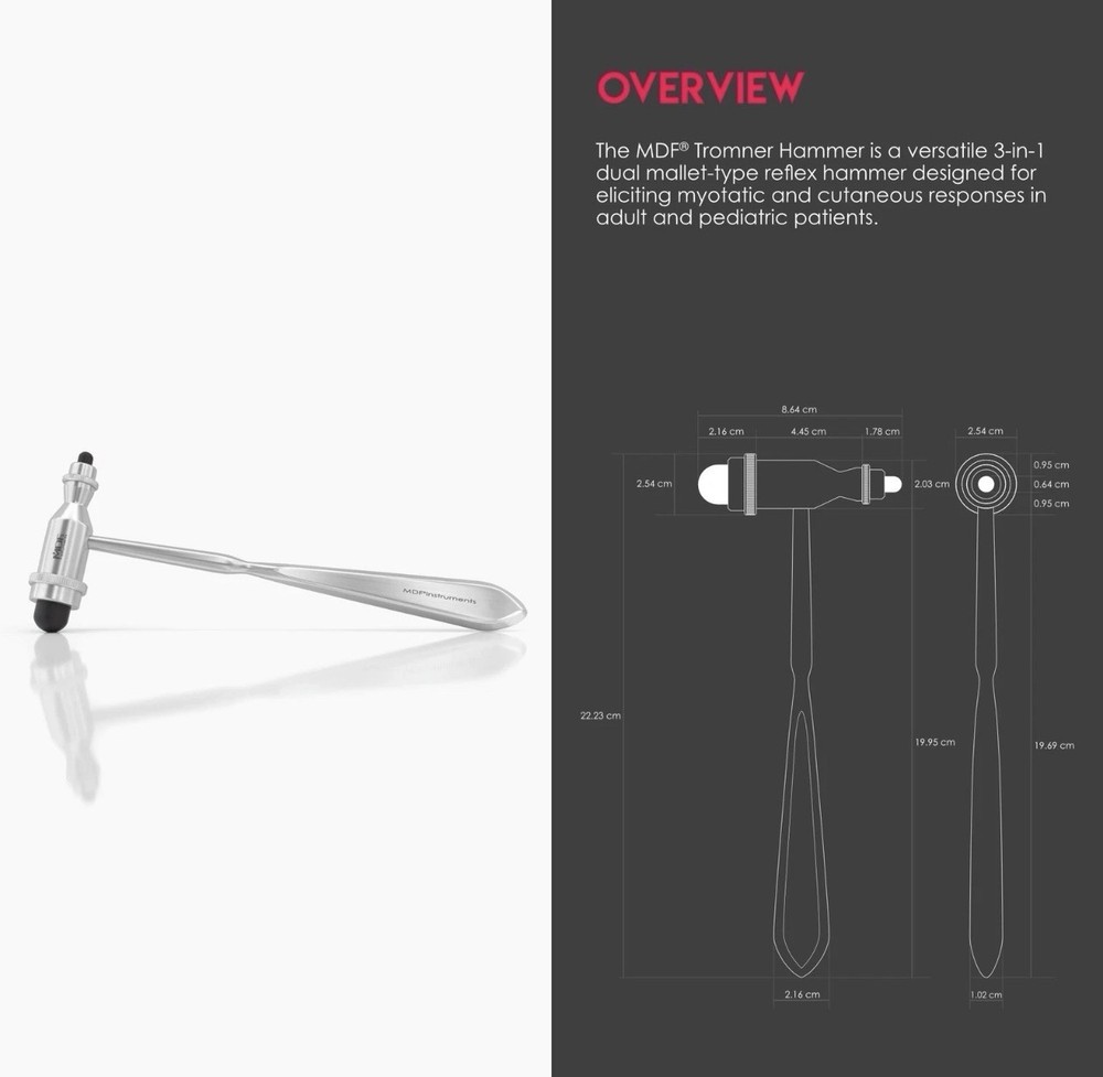 MDF Instruments, Tromner Neurological Reflex Hammer with Pointed tip Handle ...