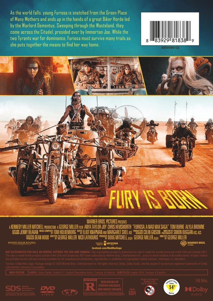 Furiosa A Mad Max Saga DVD NEW