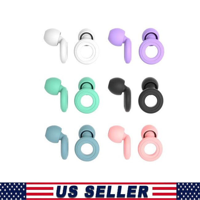 NEW Reusable Silicone Ear Plugs Noise Blocking Earplugs For Sleep, Study & Work
