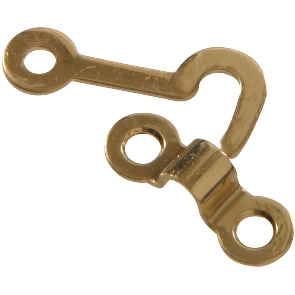 Hillman Solid Brass Decorative Hook and Staple Bright Brass 2 Pack