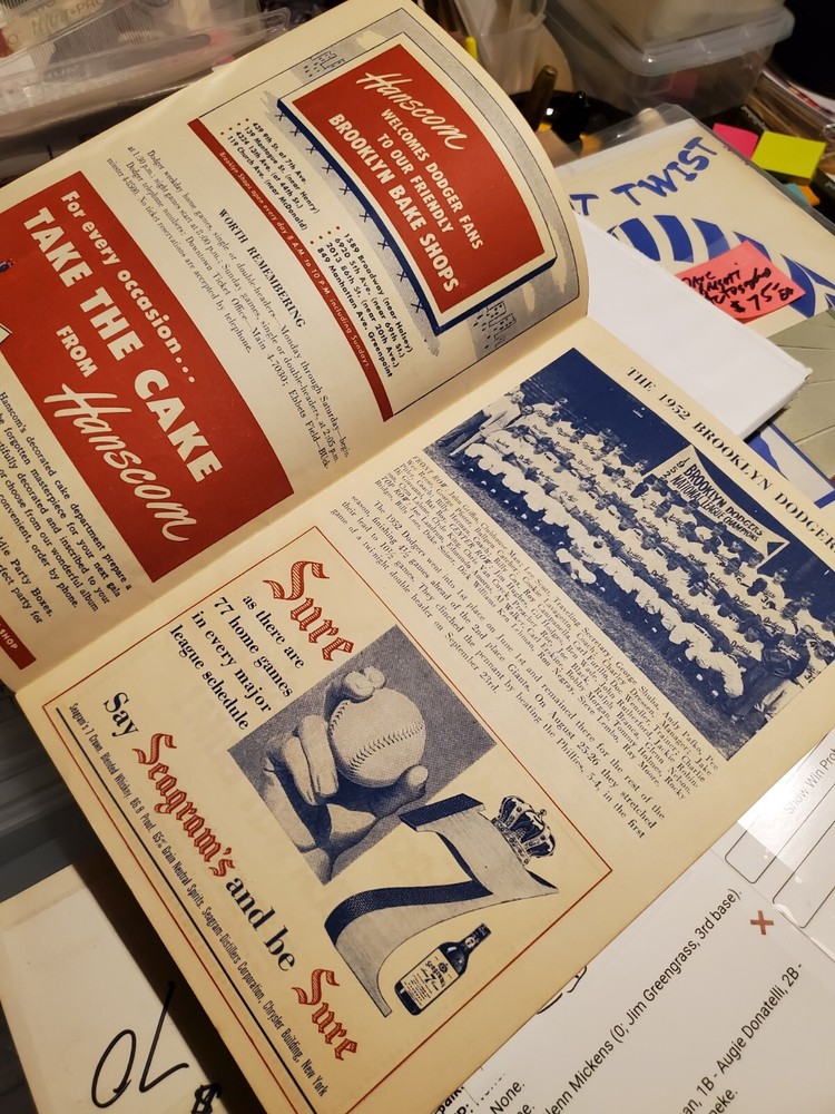 1953 Brooklyn Dodgers Program Jackie Robinson Base Hit Rare Vintage