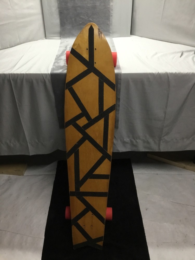 longboard or cruiser skatboard with custom cloud pattern