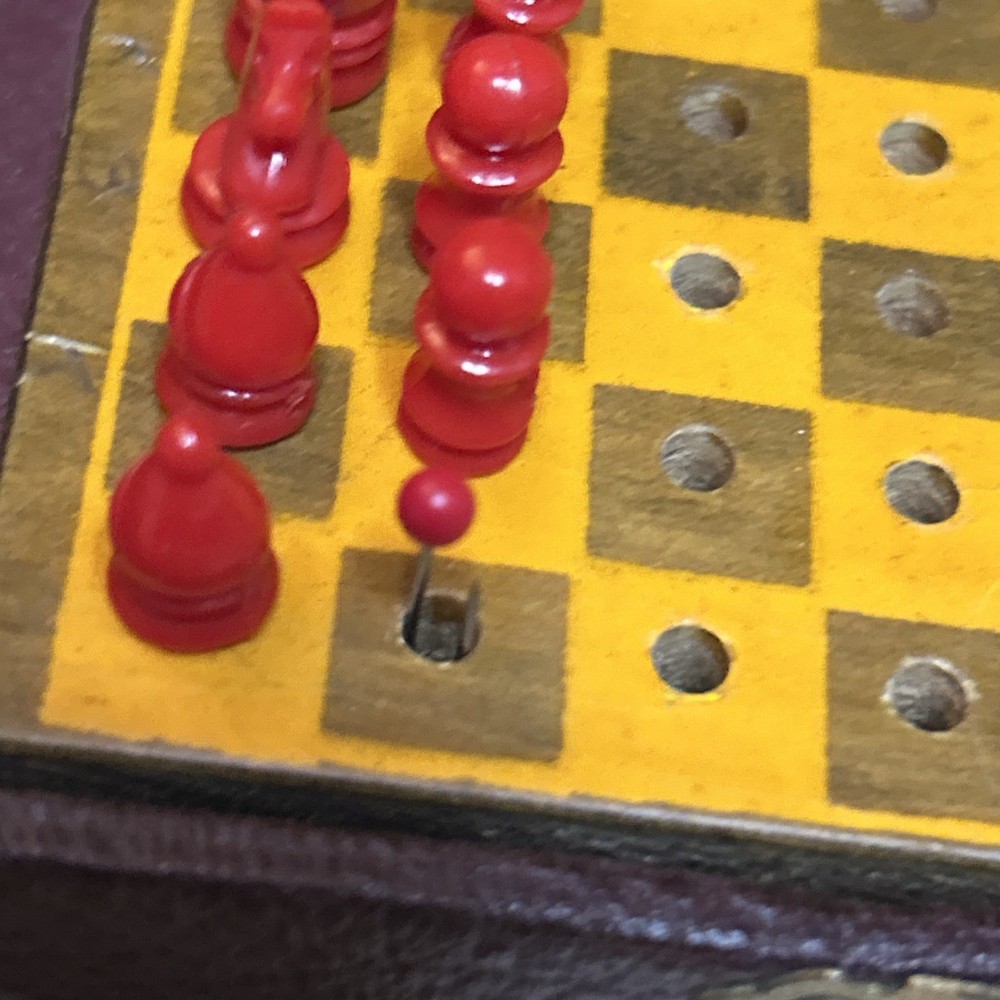 Vintage Small Travel Chess (2 Missing)