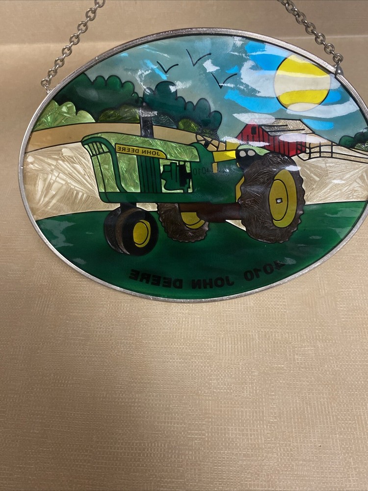 John Deere Decor Stained Glass Hanging Piece