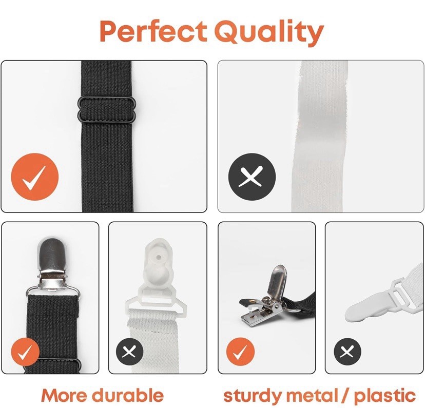 4 Pack Bed Sheet Holder Straps Adjustable Fitted Sheet Clips Corner Grippers