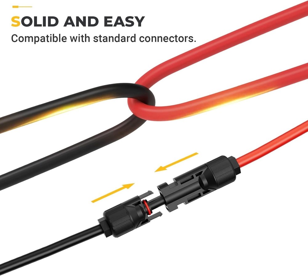 Solar Extension Cable 12AWG 20FT with Connectors for Solar Panel Power System
