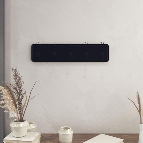 Black Rustic Coat Rack Wall Mount with 5 Hooks, Solid 24" - 5 Hooks 3- Black