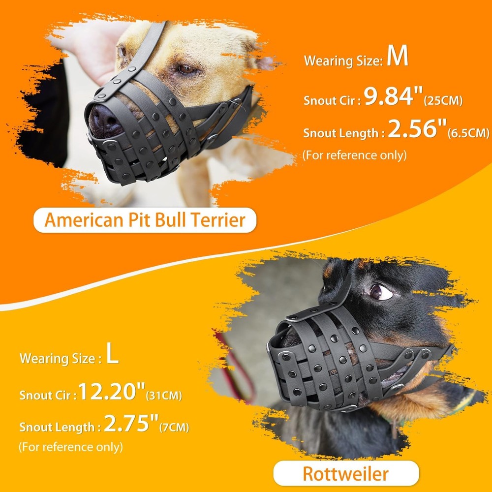 Pitbull Muzzle for Large Medium Sized Dogs to Prevent Biting Scavenging Baske...