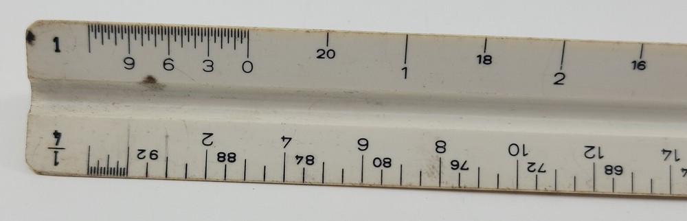 Alvin No. 110P Precise Triangle Architect Drafting Scale Ruler West Germany 12"