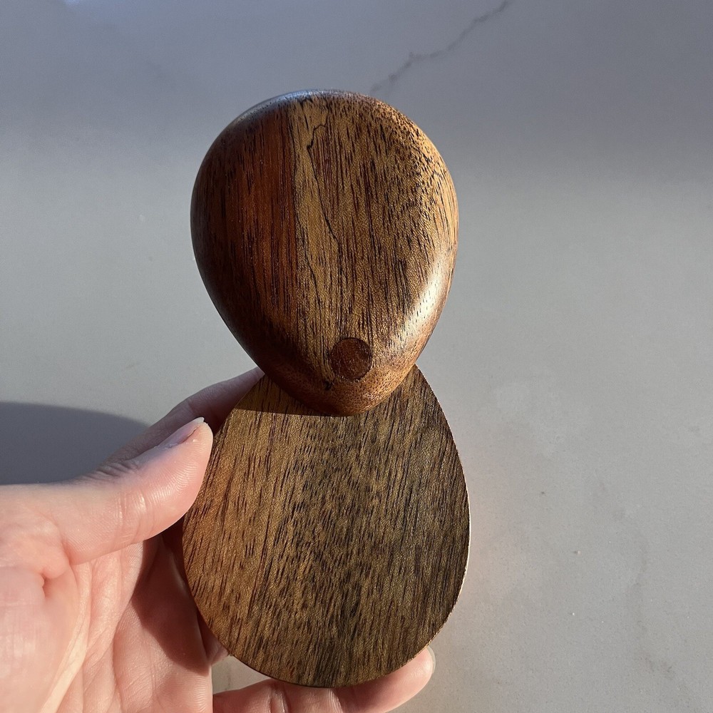 Handmade Solid Wood Compact Mirror Handheld Teardrop Shape - Beautiful!