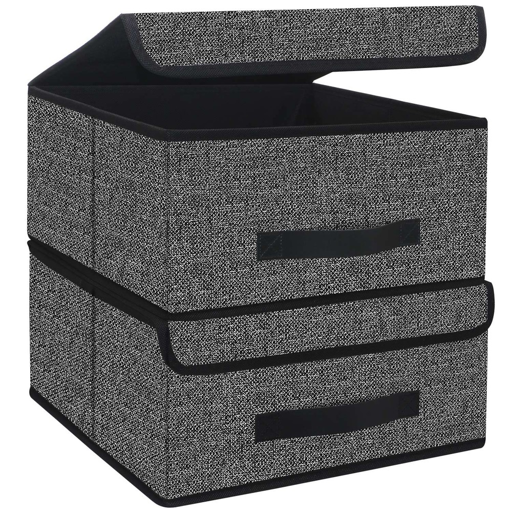 Onlyeasy Foldable Storage Bins Cubes Boxes with Lid - Storage Box Cube Cubby Bas