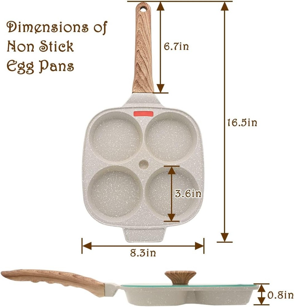 Egg Pan Fried Egg Pan, Egg Frying Pan with Lid Nonstick 4 Cups Pancake Pan