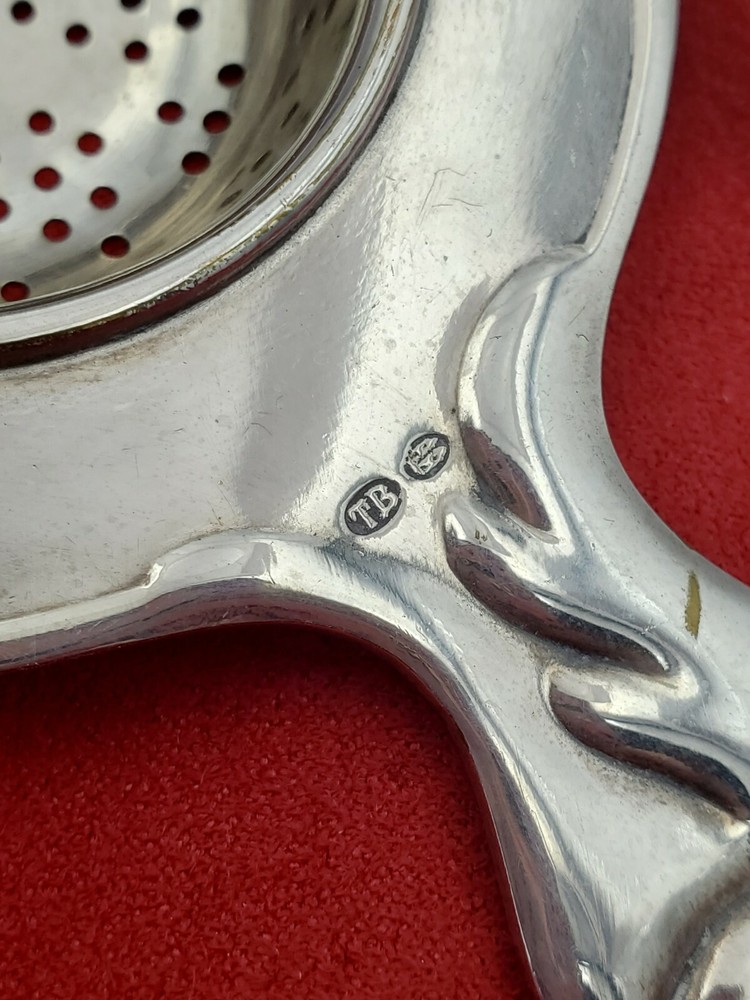 Danish Silverplate Tea Strainer w/ Modernistic Design Made by TB #10850