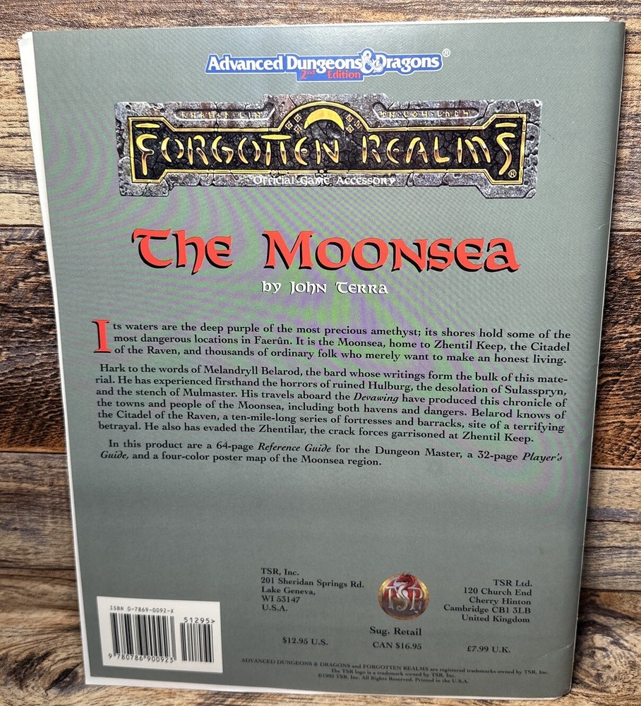 THE MOONSEA Forgotten Realms Sourcebook Accessory, AD&D TSR 9474 D&D